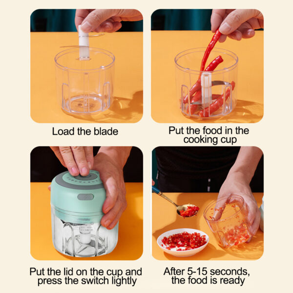 Mini Electric Garlic Chopper USB Charging Ginger Masher Machine Sturdy Durable Chili Vegetable Crusher Kitchen Tool - Image 8